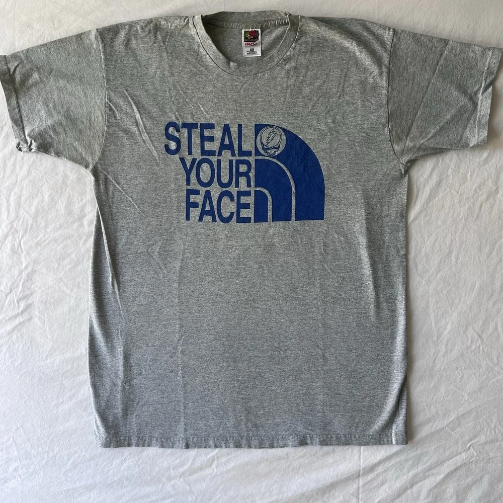 VTG 90s Grateful Dead Steal Your Face North Face Parody Lot Shirt XXL Dbl Stitch